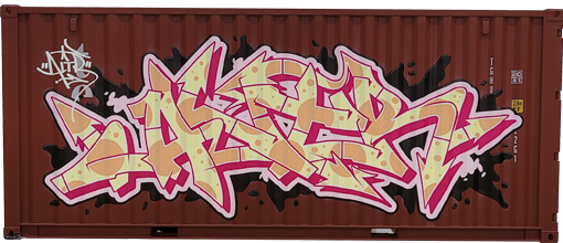 Limited edition replica shipping container featuring Altr graffiti art collectible