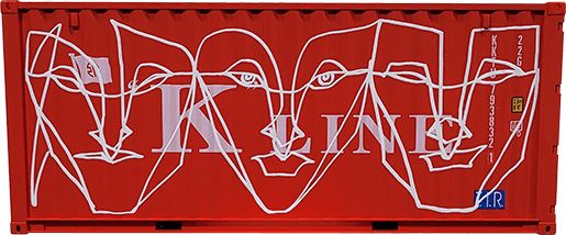 Straight-on view of the Edition: Anser 12-inch scale graffiti container