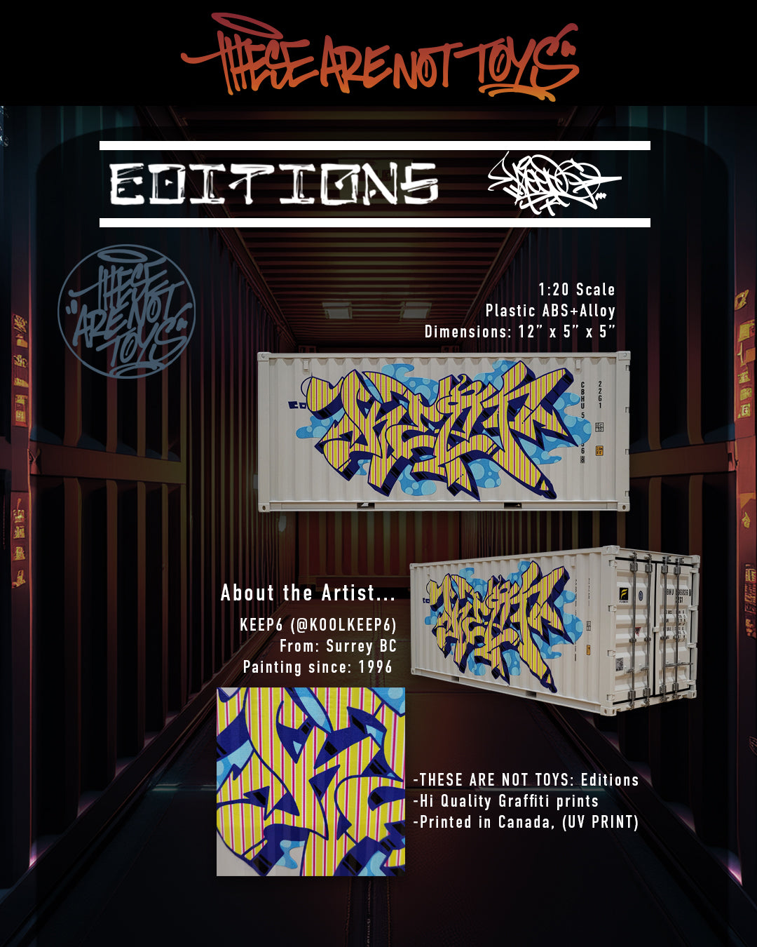 Limited edition replica shipping container with Keep 6 graffiti art