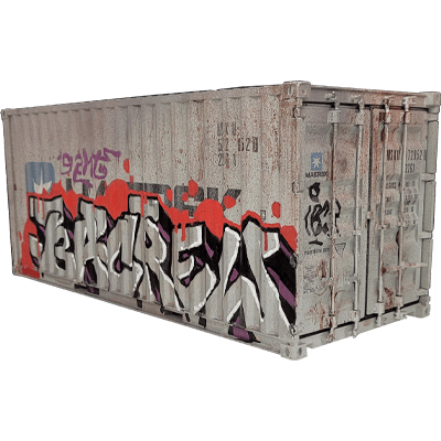 3/4 angled view of the original hand-painted container featuring SIGHT's artwork -side 2